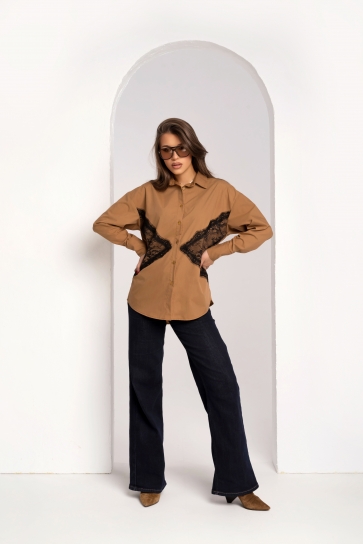 Дамска бежова риза PIZZO BEIGE