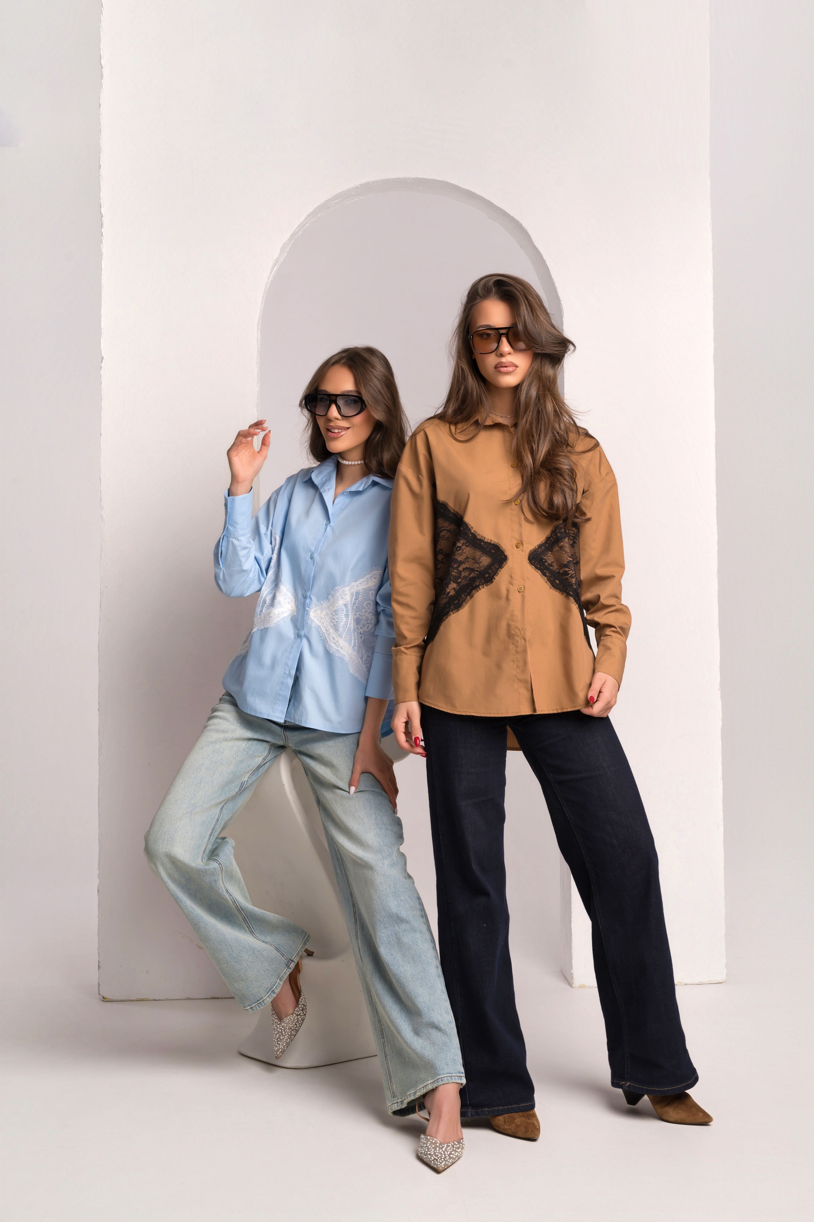 Дамска бежова риза PIZZO BEIGE