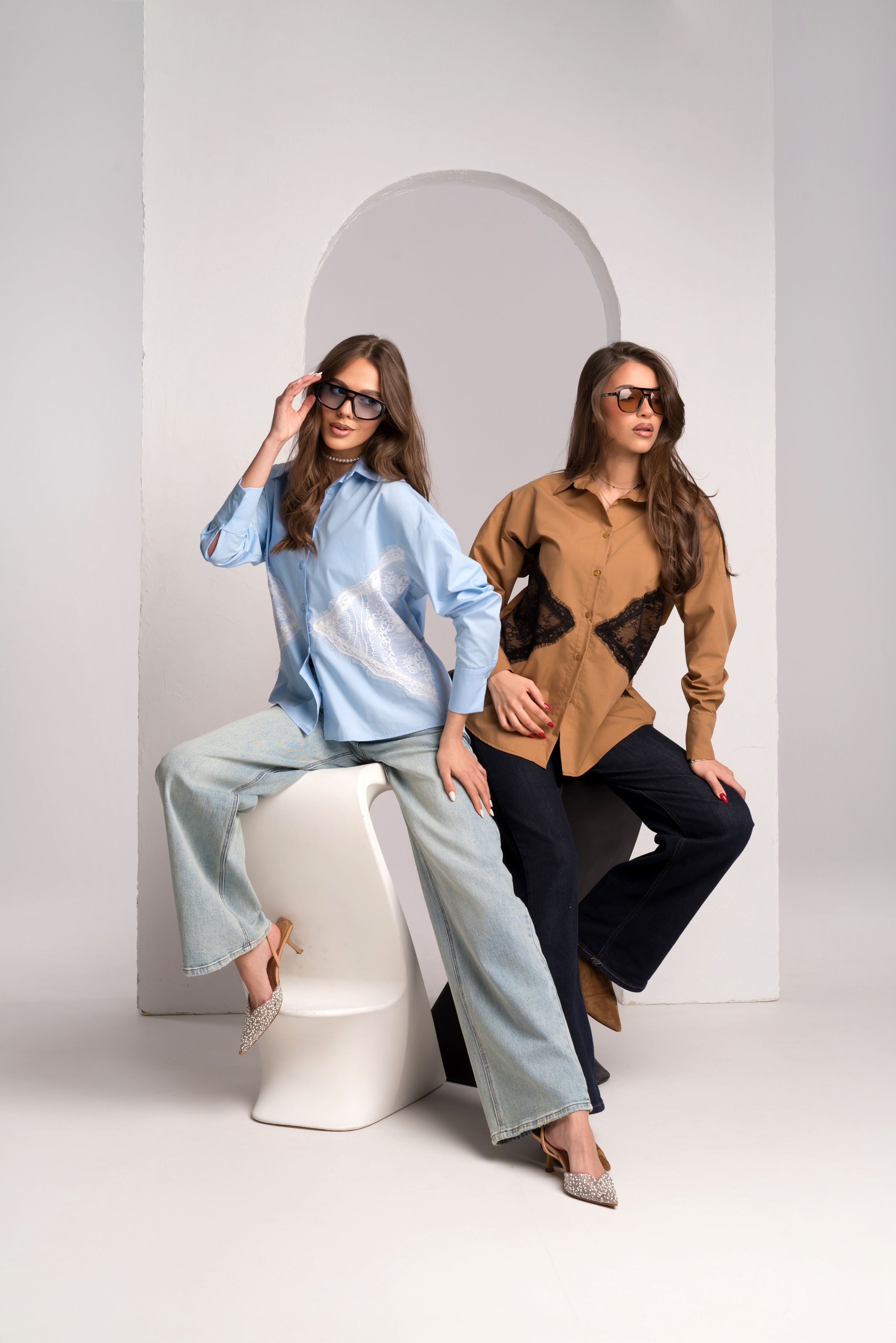 Дамска бежова риза PIZZO BEIGE