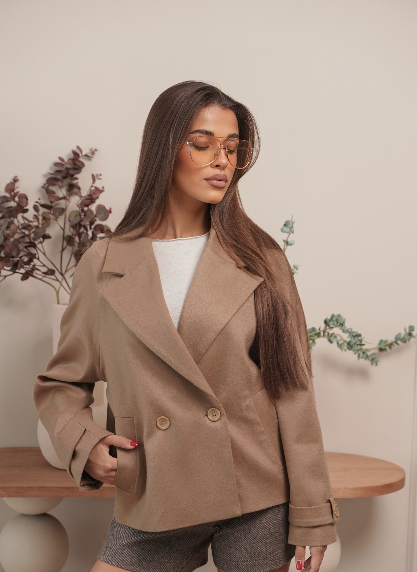 Късо палто от кашмир CAMEL CASHMERE