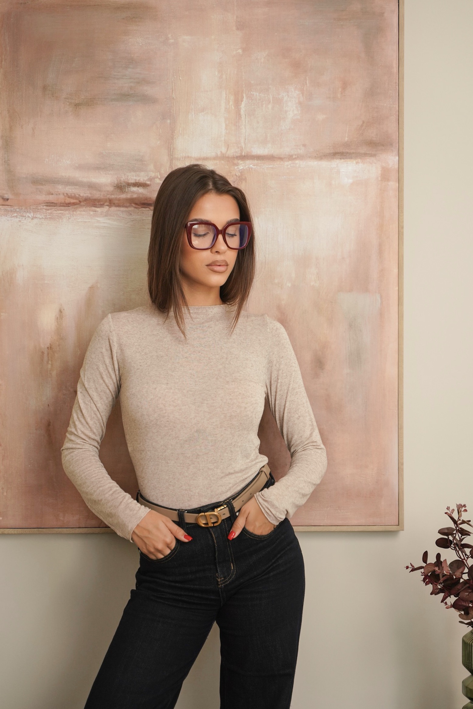 Блуза с кашмир  BEIGE CASHMERE