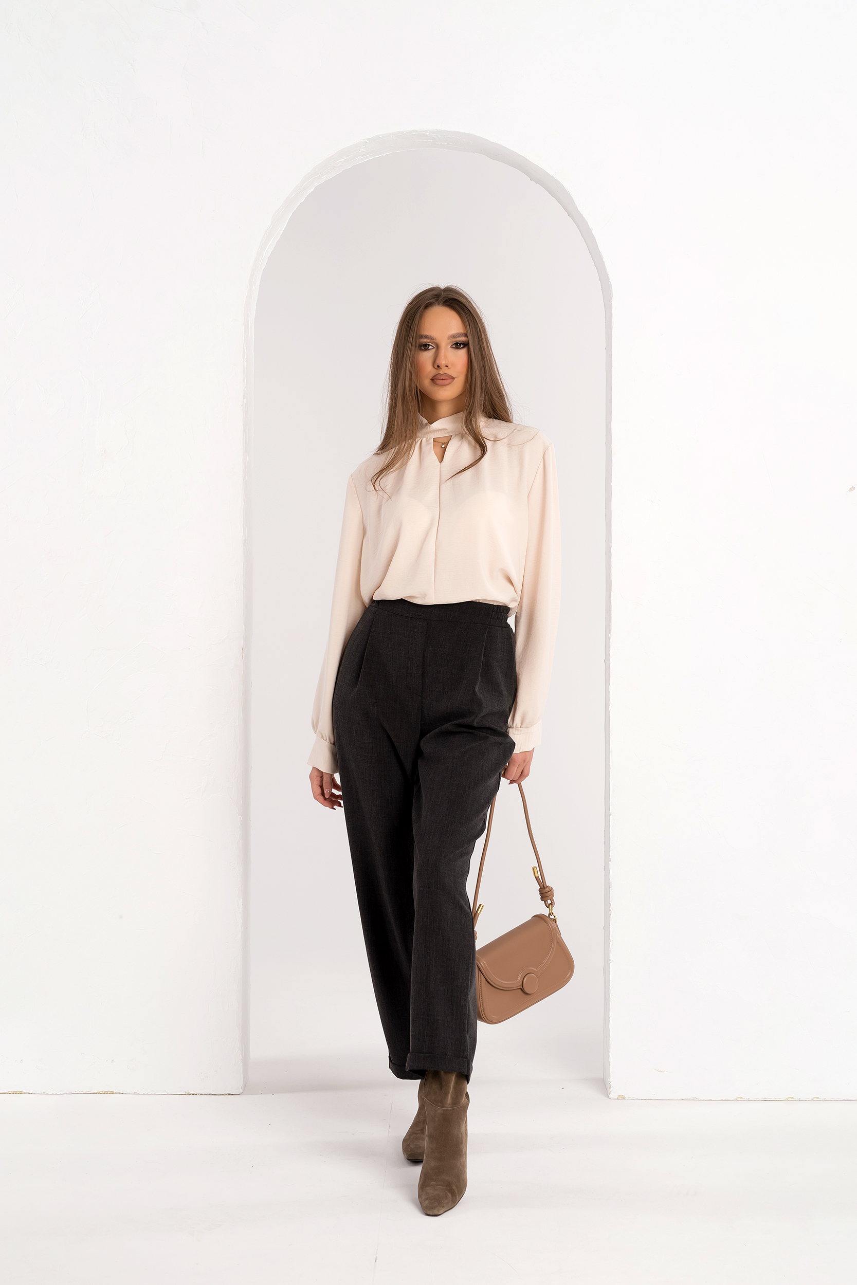 Сив дамски панталон GRAY CLASSICAL 